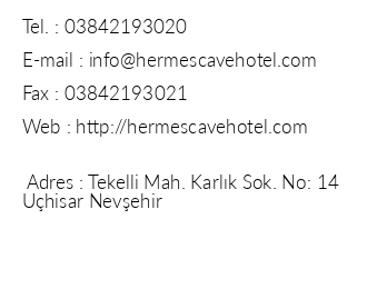 Hermes Cave Hotel iletiim bilgileri