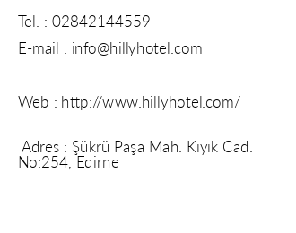 Hilly Hotel iletiim bilgileri