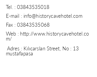 History Cave Hotel iletiim bilgileri