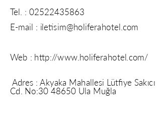Holifera Hotel iletiim bilgileri