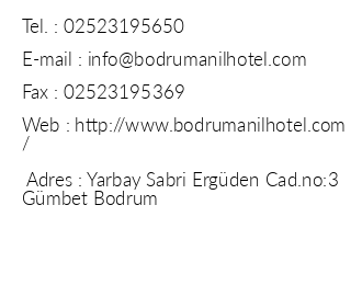 Hotel Anl Bodrum iletiim bilgileri
