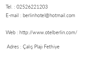 Hotel Berlin Fethiye iletiim bilgileri