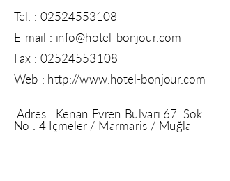 Hotel Bonjour iletiim bilgileri