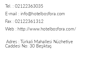 Hotel Bosfora iletiim bilgileri