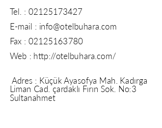 Hotel Buhara iletiim bilgileri