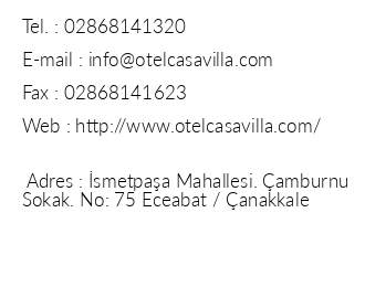 Hotel Casa Villa iletiim bilgileri