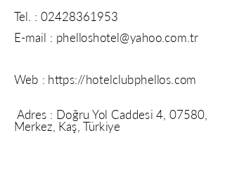 Hotel Club Phellos iletiim bilgileri