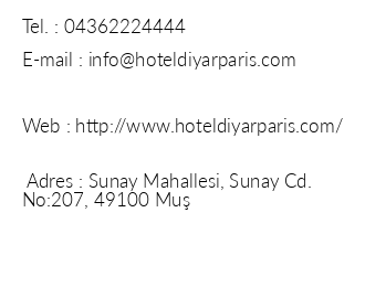 Hotel Diyar Paris iletiim bilgileri