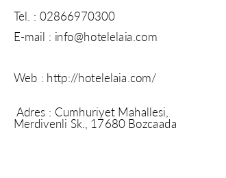 Hotel Elaia iletiim bilgileri