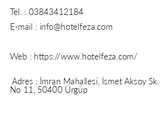 Hotel Feza iletiim bilgileri