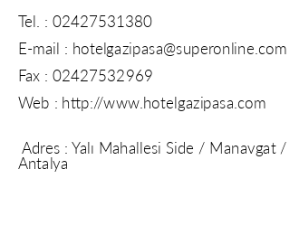 Gazipaa Star Hotel & Apart iletiim bilgileri