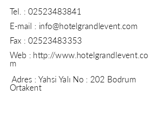 Hotel Grand Levent iletiim bilgileri