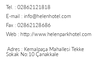Hotel Helen Park iletiim bilgileri