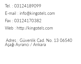 Hotel King Gvenlik iletiim bilgileri