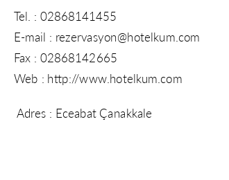 Hotel Kum iletiim bilgileri