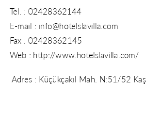 Hotel La Villa iletiim bilgileri
