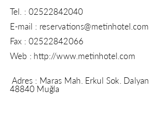 Hotel Metin iletiim bilgileri