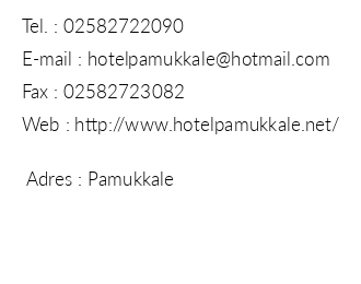 Hotel Pamukkale iletiim bilgileri