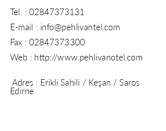 Hotel Pehlivan iletiim bilgileri