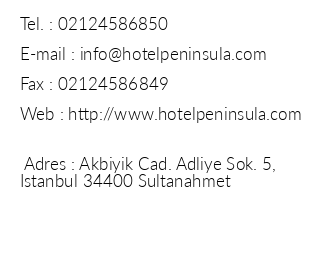 Hotel Peninsula iletiim bilgileri