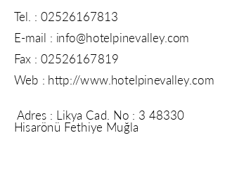 Pine Valley Hotel iletiim bilgileri