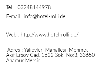 Hotel Rolli iletiim bilgileri