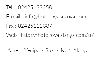 Hotel Royal Alanya iletiim bilgileri