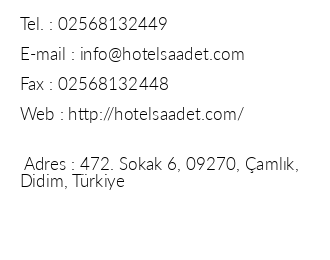 Hotel Saadet iletiim bilgileri