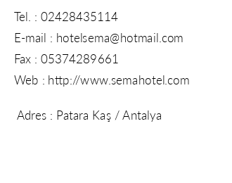 Hotel Sema Patara iletiim bilgileri