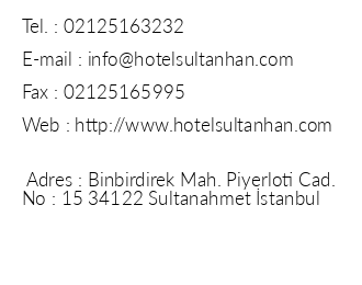 Hotel Sultanhan stanbul iletiim bilgileri