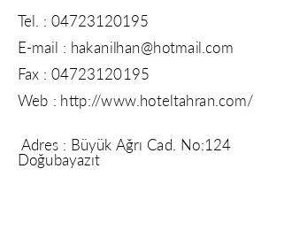 Hotel Tahran iletiim bilgileri