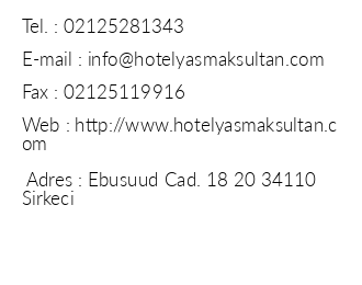Yamak Sultan Hotel iletiim bilgileri