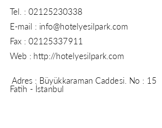 Hotel Yeil Park iletiim bilgileri