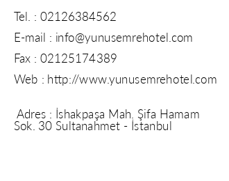 Hotel Yunus Emre iletiim bilgileri