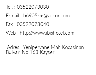 bis Hotel Kayseri iletiim bilgileri