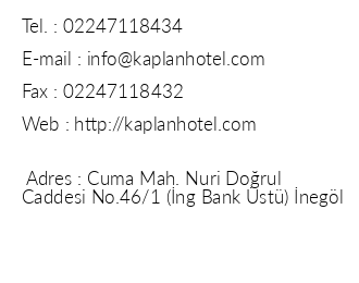 negl Kaplan Hotel iletiim bilgileri