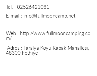 Kabak Fullmoon Camping iletiim bilgileri