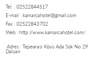 Kamarca Hotel iletiim bilgileri