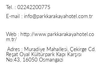 Karakaya Park Hotel iletiim bilgileri