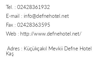 Ka Defne Hotel iletiim bilgileri