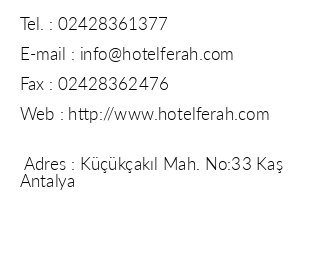 Ka Hotel Ferah iletiim bilgileri