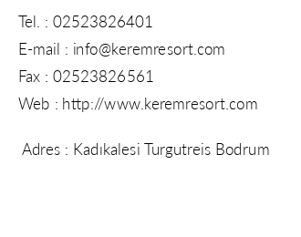 Kerem Resort Hotel iletiim bilgileri