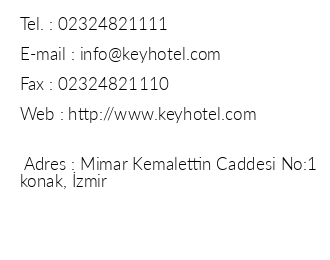Key Hotel zmir iletiim bilgileri