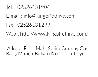 King Of Fethiye Otel iletiim bilgileri