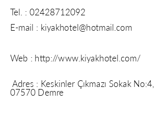 Kyak Hotel iletiim bilgileri
