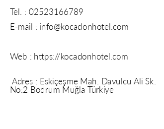 Kocadon Museum Hotel iletiim bilgileri