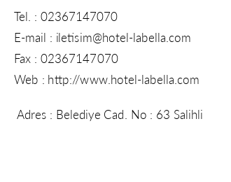La Bella Hotel iletiim bilgileri