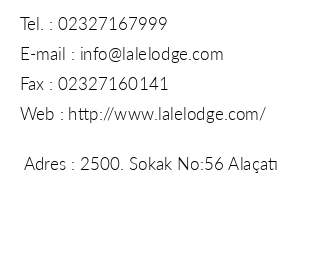 Lale Lodge Hotel iletiim bilgileri