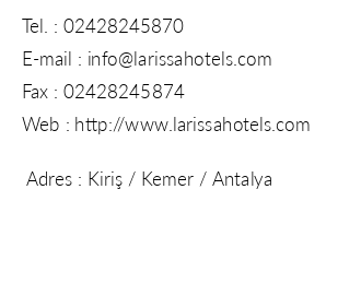 Larissa Blue Resort Kiri iletiim bilgileri