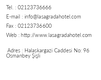 Lasagrada Hotel iletiim bilgileri